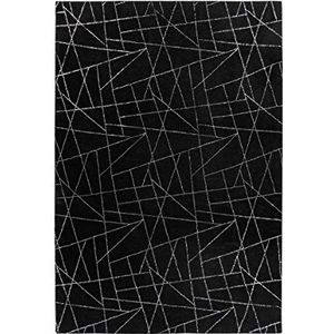 Hoogpolig tapijt zwart zilver slaapkamer zacht effen kleur 80x150cm