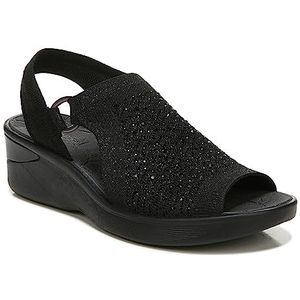 BZees Womens Star Bright Slingback Wedge Sandal, Black, 8 US