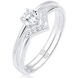 Elli Dames solitaire jaarring 925 sterling zilver zirkonia 0603442018, 56 EU, Kristal, Zirkonia