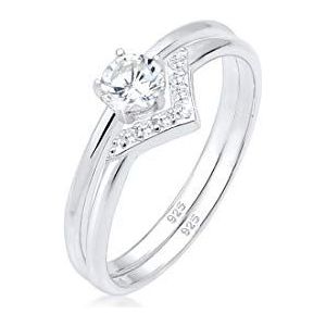 Elli Dames solitaire jaarring 925 sterling zilver zirkonia 0603442018, 56 EU, Kristal, Zirkonia