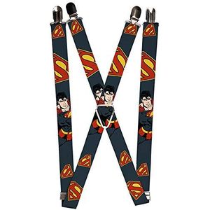Gesp Down Unisex's Suspenders - Superman Action Pose/verspreid Shield Navy/goud