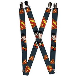 Gesp Down Unisex's Suspenders - Superman Action Pose/verspreid Shield Navy/goud