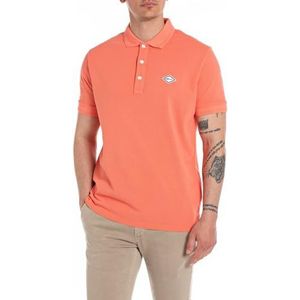 Replay Poloshirt voor heren, korte mouwen, regular fit, 051 Coral Pink, XXL