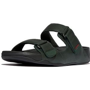 Fitflop Heren Gogh MOC Slide in lederen sandaal, diepgroen, 10 UK, Groen, 10 UK Wide