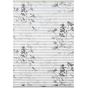 GARDINIA Plisségordijn Bella, bladeren-print, ondoorzichtig en lichtdoorlatend plisségordijn, inclusief montagemateriaal, met 2 geleiders, wit, 80 x 130 cm (BxH), art.nr. 23-2184