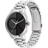 Calvin Klein Analoge quartz horloge unisex met zilveren roestvrijstalen armband - 25200163, Zwart, armband