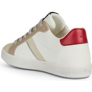 Geox D BLOMIEE C Sneakers voor dames, Optic White/Red, 35 EU, Optic White Red, 35 EU