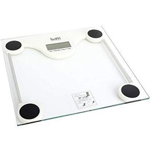 Botti Elektronische badkamerweegschaal LIGHT, precisiemeting tot 180 kg, led-display, gehard glas, compact, 3 maateenheden, batterij- en overbelastingsindicator