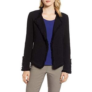 NIC+ZOE Damesjas met franjes, casual blazer, Zwarte Onyx, L