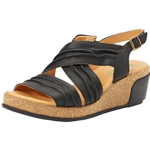 El Naturalista Dames N5117 Bladeren Sandalen, zwart, 38 EU