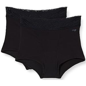 Sloggi Dames Menstruatie-broek Medium 2P Short, Zwart, S, zwart, S