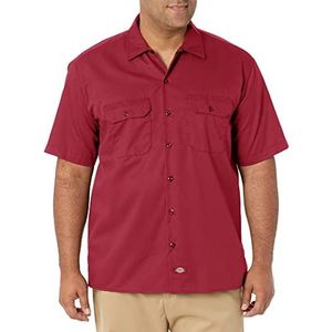 Dickies Heren korte mouw werk casual shirt, Rood (Engels Rood), XL