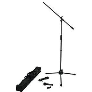 Omnitronic CMK-20 complete microfoonset, compacte microfoonset, set bestaande uit een microfoon, 5 meter microfoonkabel, een microfoonstatief, een klemhouder en een nylon tas