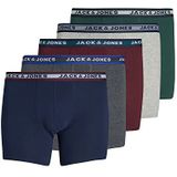 JACK&JONES PLUS Heren JACOLIVER Trunks 5 Pack NOOS PLS Boxer Shorts, Dark Grey Melange/Detail:Sea Moss-Port Royal Navy Blazer-Light Grey Melange, 2XL