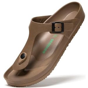 SAGUARO Sandalen voor heren, lichte teenslippers voor dames, antislip, zomer, badslippers, maat 36-48, Slipper Bruin, 47 EU