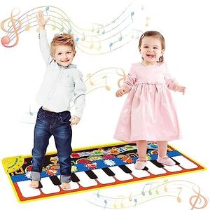 Muziekmat, speelgoed voor kinderen van 1 tot 8 jaar, pianotoetsenbord, speelmat met plaat, afspelen, demo, speelgoed voor meisjes en jongens, roze