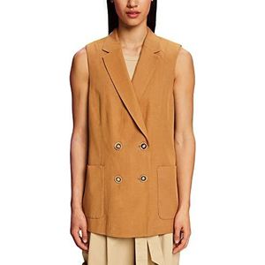 Esprit Collection Lange jas met dubbele rij knopen, TENCEL™, camel, 42