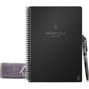 Rocketbook Fusion herbruikbaar digitaal notitieboek - slim notitieblok A5 zwart, 7 stijlen, takenlijst, dagdagboek, week- en maandplanner, met Frixion uitwisbare pen, kantoorgadget vermindert