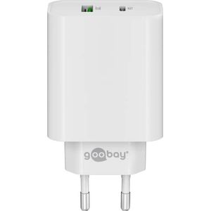 Goobay 61756 Dual Port USB C oplader 45W snellader PD universele USB-adapter laadstekker Fast Charger Samsung S22 iPhone 14 wit