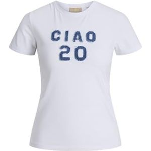 JACK & JONES Jxgigi STR SS Patch Tee JRS, wit (bright white), S