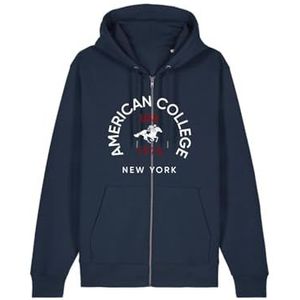 AMERICAN COLLEGE USA Sweatshirt met ritssluiting, marineblauw, maat S, Blauw, S