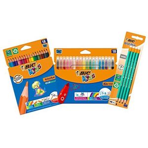BIC Back to School Kids Kleurpotloden - Viltstiften en Potloden - Set van 3 voor kinderen vanaf 5 jaar