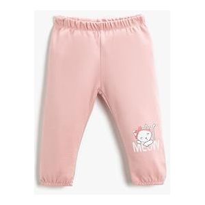 Koton Babymeisjes jogger bedrukt elastische taille katoenen sweatpants, roze (274), 9-12 Maanden