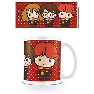 Harry Potter Keramische mok met Chibi-illustraties van Harry, Ron en Hermelien in Japanse stijl - Officieel gelicentieerd product