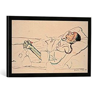 Ingelijste foto van Ferdinand Hodler ""Die Tote"", kunstdruk in hoogwaardige handgemaakte fotolijst, 60x40 cm, zwart mat