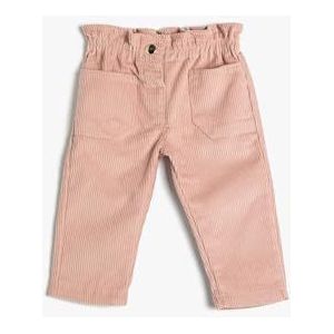 Koton Babygirls fluwelen broek met trekkoord en zakken, roze (274), 12-18 Maanden