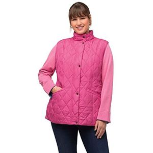 Ulla Popken Gewatteerd vest voor dames, slim, opstaande kraag, mouwloos vest, lichtroze, 46-48