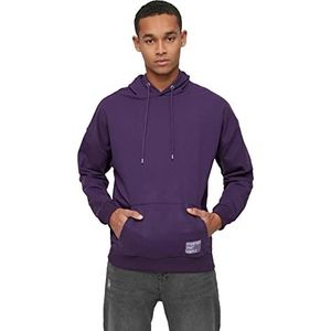 Trendyol Heren Purple Oversize lange mouw Label Applique Basic Hooded Sweatshirt, L