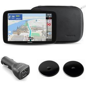 TomTom GO Camper Max-navigatiesysteem Premium Pack (7-inch scherm met POI's voor campers en caravans, updates via Wi-Fi, TomTom Traffic, voertuigprofielen opslaan, wereldkaarten, premium accessoires)