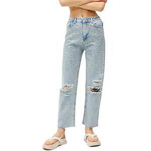 Koton Vrouwen High Waist Straight Crop Leg - Eve Jeans, Light Indigo (Lgt)