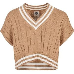 Urban Classics Dames Dames Cropped Knit College Slipover Sweatshirt, effen beige, XL