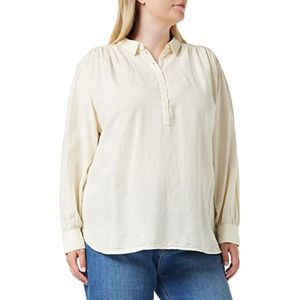 Whitelisted Vrouwen Pintucked Relaxed Blouse Shirt, Ecru, 1X-Large