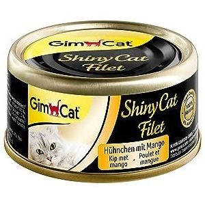 GimCat ShinyCat Filet kip met mango - Kattenvoer met malse filet zonder toegevoegde suikers, voor volwassen katten - 24 blikjes (24 x 70 g)