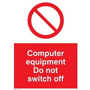 Viking Signs PV52-A5P-1M ""Computer Equipment Do Not Switch Off"" Sign, Kunststof, 1 mm Semi-Rigid, 200 mm H x 150 mm W
