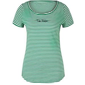 TOM TAILOR Dames T-shirt 1036192, 32066 - Small Green Offwhite Stripe, 3XL