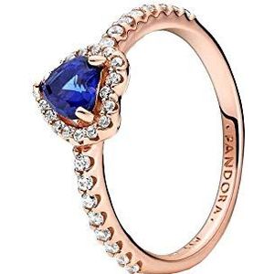 PANDORA Ring Rosé ""fonkelend hart"" roséverguld, blauw zirkonia 188421C01, Metaal, Zirkonia
