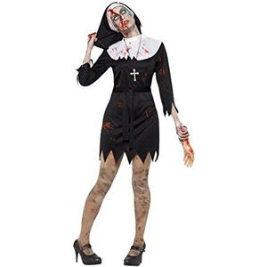 Zombie Sister Costume, Black, Dress, Headpiece, Belt & Cross Necklace, (PLUS X1)