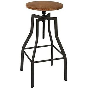 HOME DECO FACTORY HD6218 Tabouret de Bar Ace Bois Metal-Acier Inoxydable Type Plastique-Autre TY, Beige Noir, 34,5 x 34,5 x 68 cm