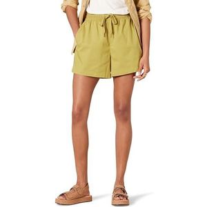 Amazon Essentials Dames Stretch Katoen Pull-on Mid-Rise Relaxed-fit Short, Donkergeel, S
