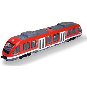 Dickie Toys - City Train (rood) - speelgoedtrein (45 cm) op wielen met deuren en dak om te openen, spoorweg voor kinderen vanaf 3 jaar