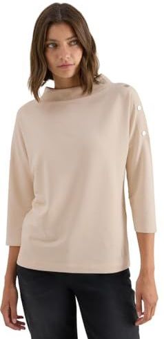 Cecil - Shirt - Oat Milk Beige - 3/4 Mouwen - Knoopdetail