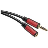 EMOS jackkabel stereo 3,5 mm jack, jack en bus (M-stekker/F-stekker), 5 m AUX-kabel/audiokabel voor iPhone, smartphone, iPad, tablet, MP3-speler, stereo-installatie, hoofdtelefoon, zwart