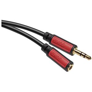 EMOS jackkabel stereo 3,5 mm jack, jack en bus (M-stekker/F-stekker), 5 m AUX-kabel/audiokabel voor iPhone, smartphone, iPad, tablet, MP3-speler, stereo-installatie, hoofdtelefoon, zwart