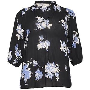 Blouse met lange mouwen Regular fit Black / Blue Flower Print black blue