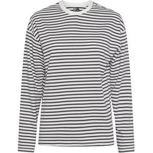 PIECES Dames Pcsadie Ls Top Noos shirt met lange mouwen, Cloud Dancer/Stripes: magneet, S