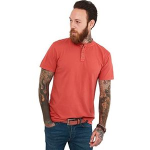 Joe Browns Heren klassiek T-shirt met korte mouwen en knoopsluiting, oranje, XXL, Oranje, XXL